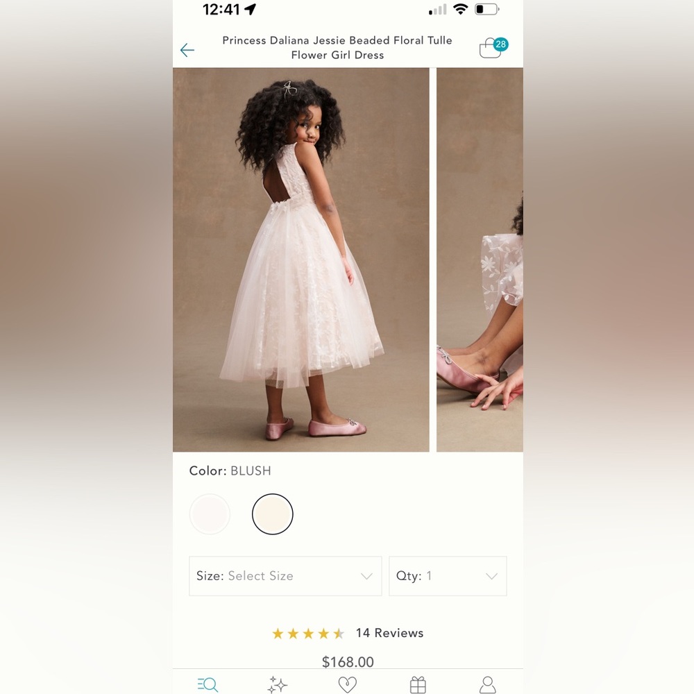 Anthropologie BHLDN Princess Daliana Flower girl dress size 4 Blush color